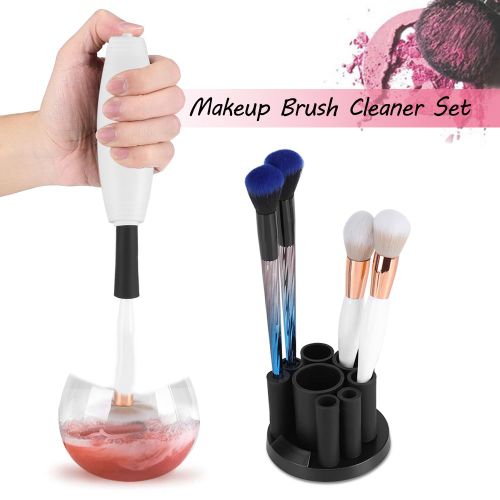 Nettoyant Pour Pinceaux De Maquillage, Lavage Et Sechage En Dix Secondes, Kit De Nettoyage Et Sechage Pour Cosmetiques, Blanc