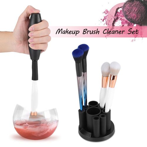 Nettoyant Pour Pinceaux De Maquillage, Lavage Et Sechage En Dix Secondes, Kit De Nettoyage Et Sechage Pour Cosmetiques, Noir