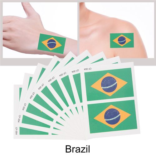 Autocollant De La Coupe Du Monde 2018, Tatouage Temporaire Impermeable, Drapeau National, Pour Le Corps Et Le Visage (Bresil) 