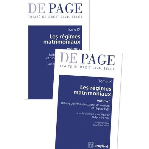 Traité De Droit Civil Belge - Tome 9, Les Régimes Matrimoniaux, 2 Volumes