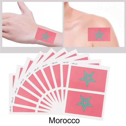 Autocollant De La Coupe Du Monde 2018, Tatouage Temporaire Impermeable, Drapeau National, Pour Le Corps Et Le Visage (Maroc) 