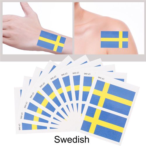 Autocollant Coupe Du Monde 2018, Tatouage Temporaire Impermeable, Drapeau National, Corps Et Visage (Suedois) 