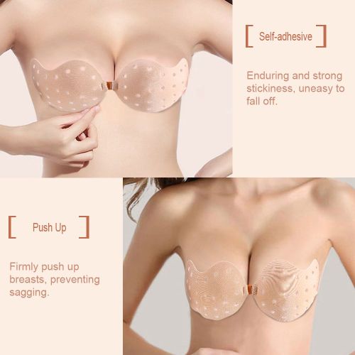 Soutien-Gorge Invisible Sans Bretelles, Aeration Des Seins, Push-Up, Auto-Adhesif, Dos Nu, Bonnet A