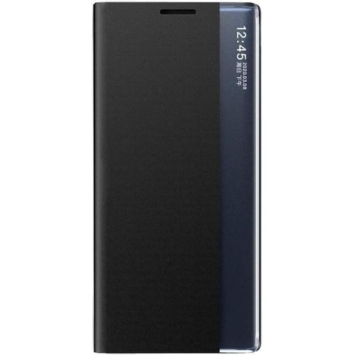 Coque Pour Samsung Galaxy Note 10 Plus Smart Flip Cover Magnétique Avec Support Pliant Et Support En Silicone Housse De Vue Magnétique Ultra Mince Noir