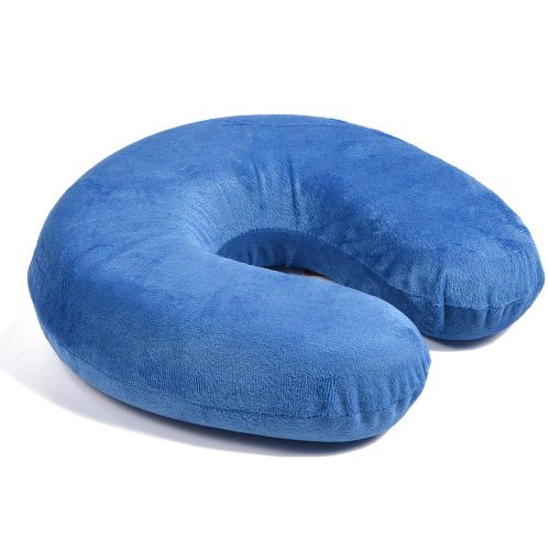 Oreiller Portable En Mousse A Memoire De Forme En U Pour Le Cou, Les Cervicales Et La Tete, Ideal Pour La Maison Ou Les Voyages (Bleu Fonce) 