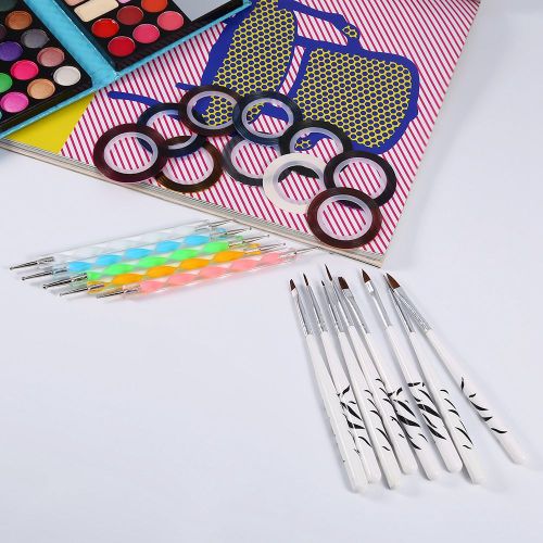 Lot de 13 pinceaux a ongles pour acrylique, gel UV, peinture, dessin, pointillage, avec 10 rouleaux de ligne de manucure