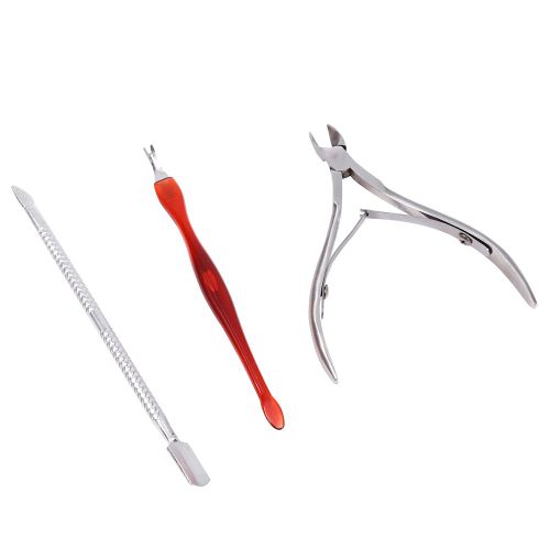 Lot De 3 Pinces A Ongles En Acier Inoxydable Pour Pedicure, Repousse-Ongles, Coupe-Cuticules 