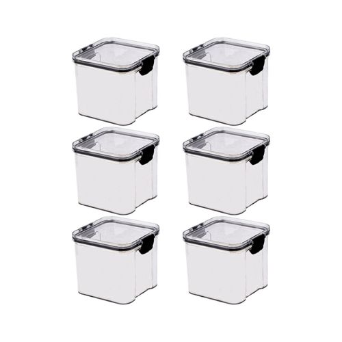 6 Pack 700ml Cuisine Boîte De Stockage Des Aliments Organisateur Conteneur Ensemble Vide Couvercle Joint Clair Carré