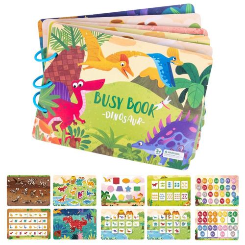 Livre d'activites sur le theme des dinosaures et des animaux, activites educatives prescolaires, jouets sensoriels pour l'autisme, cadeaux pour enfants, garcons et filles