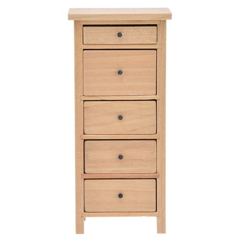 Commode pour maison de poupee 1:12, en bouleau de qualite superieure, non peinte, robuste, durable et mignonne, couleur Burlywood