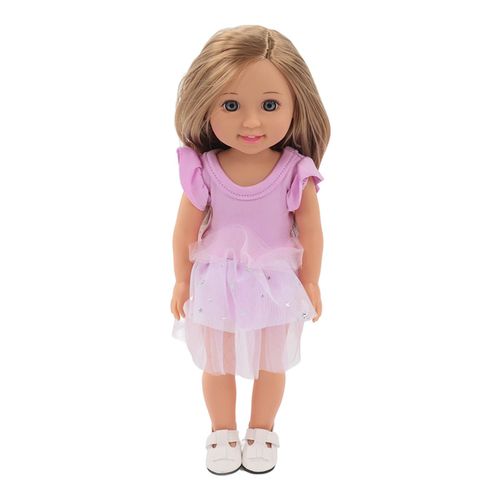 Poupee Articulee De 15 Pouces, Cheveux Longs, Mignonne, Simulee Avec De Grands Yeux, Robe Violette, Jouet Pour Enfants