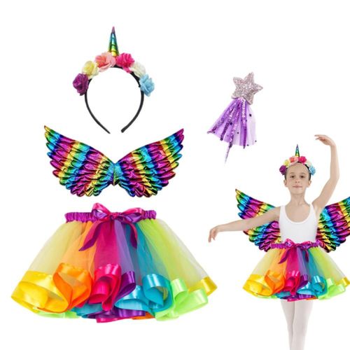 Lot De 4 Deguisements De Princesse Pour Filles Avec Bandeau, Ailes D'ange, Baguette, Accessoires De Cosplay Pour Noel, Halloween, Anniversaire