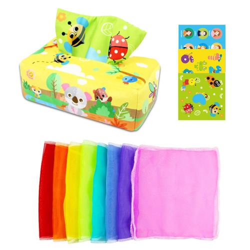 Boite a mouchoirs pour bebe, jouet sensoriel colore, educatif, prescolaire, cadeau pour bebes et enfants
