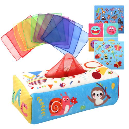 Boite a mouchoirs pour bebe, jouet sensoriel colore, educatif, prescolaire, cadeau pour bebes et enfants