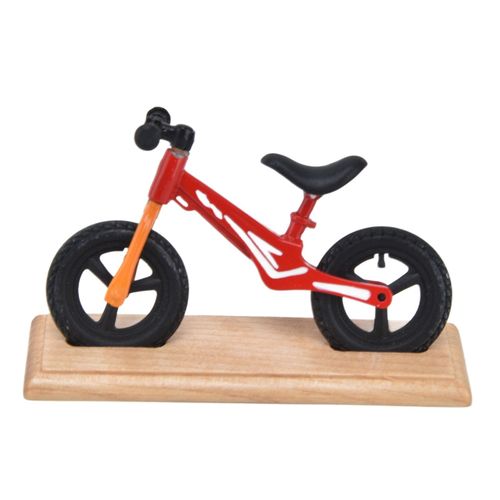 Mini velo de montagne miniature en metal composite et bois pour maison de poupee, pour decoration de maison de poupee, rouge
