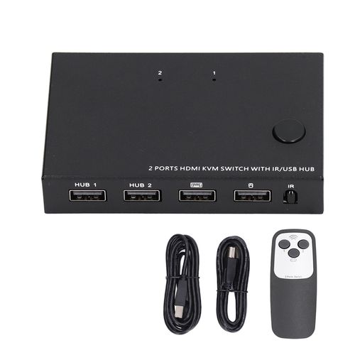 Commutateur KVM 2 entrees 1 sortie, resolution 3840 x 2160, interface multimedia HD, commutateur KVM pour clavier d'ordinateur