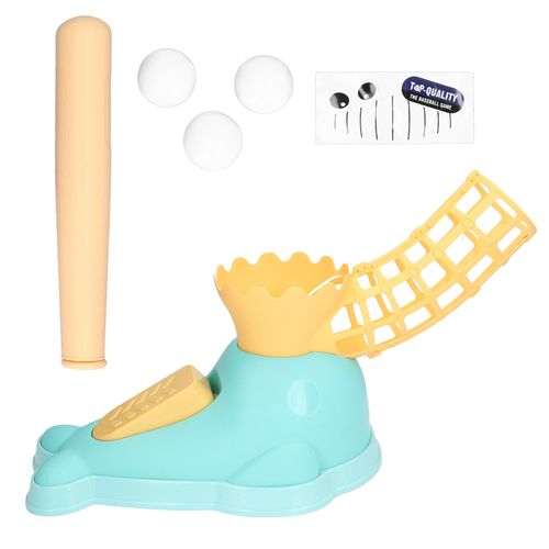 Lanceur de baseball pour enfants, batte de baseball telescopique a 3 balles, jouet pour enfants, bleu