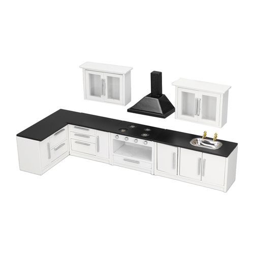 Ensemble De 7 Meubles De Cuisine Pour Mini Maison De Poupee 1:12, Simulation De Scene De Vie, Ensemble De Cuisine Moderne Pour Maison De Poupee