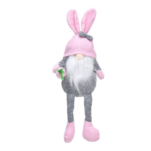 Poupees de lapin de Paques en tissu doux, longues jambes, mignon, sans visage, ornement pour la decoration de la maison, chapeau rose