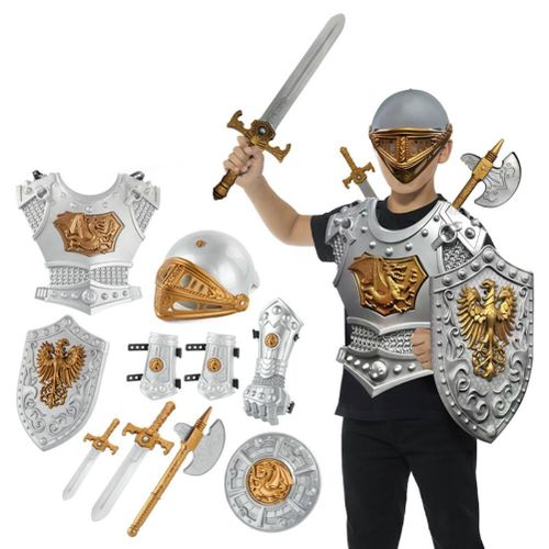 Ensemble De 10 Armures De Chevalier Medieval Pour Enfants, Accessoires De Deguisement Pour Anniversaire, Halloween, Noel