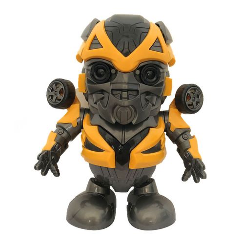 Petit robot jouet musical, eclairage, danse, masque coulissant, electrique, pour enfants, jaune