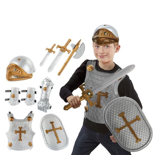 Ensemble De 8 Armures De Chevalier Medieval Pour Enfants, Accessoires De Deguisement Pour Anniversaire, Halloween, Noel