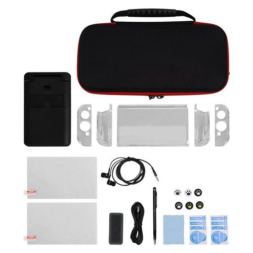 Kit d'accessoires pour console de jeu, etui de transport polyvalent, kit d'accessoires pour manette Switch, noir