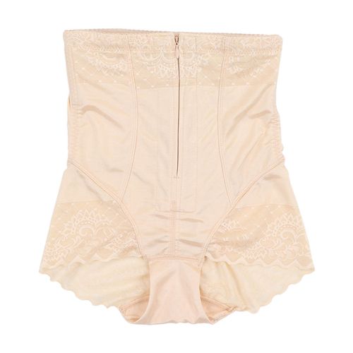 Corset De Compression Abdominale Post-Partum Pour Femmes, Sous-Vetement Avec Fermeture Eclair, En Dentelle, Rehausseur De Hanches, Culotte Gainante, Couleur Peau, L