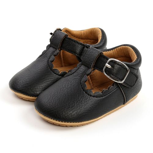 Sandales Pour Bebe, Tige En Cuir, Semelle En Caoutchouc, Antiderapantes, Souples, Confortables, Legeres Et Respirantes, Chaussures De Marche Pour Tout-Petits, Noires, 13 Cm (De 12 A 18 Mois)