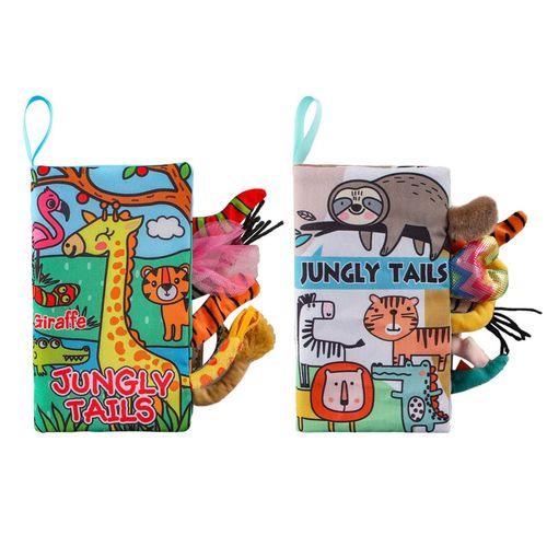 Lot De 2 Livres Educatifs En Fibre De Polyester, Doux Et Confortable, 20 X 12 X 3 Cm, En Tissu, Pour Bebe, Jouet De Lecture Pour Le Divertissement, Girafe Et Raton Laveur