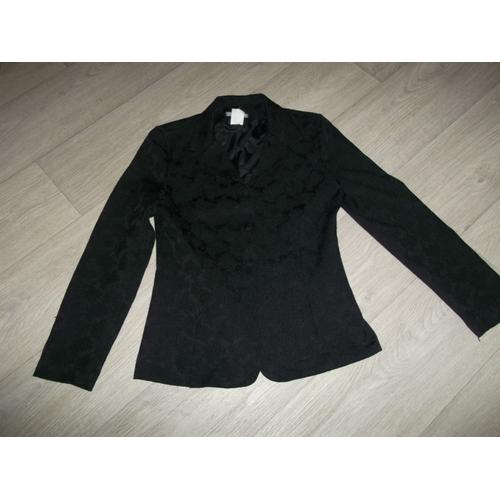 Veste Fiorella Di Verdi Noire Fluide Damassée Taille 40 Tbe