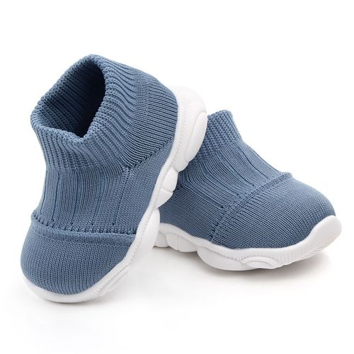 Chaussures Decontractees Tricotees Pour Tout-Petits, En Maille, Caoutchouc, Respirantes, Antiderapantes, Tricotees, Pour Nouveau-Nes, Bleues, Taille 15