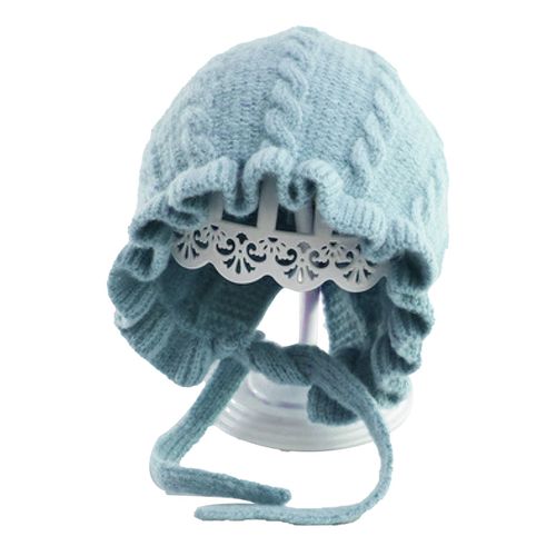 Bonnet Tricote Doux Et Agreable Pour La Peau Pour Bebe, Style Mignon, Elastique Et Respirant, Pour Enfant De 3 A 24 Mois, Bleu Ciel