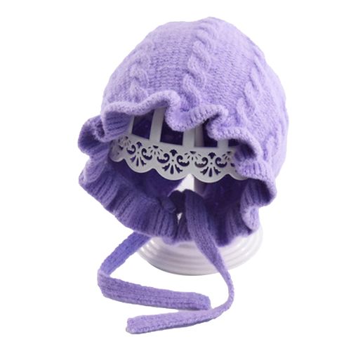 Bonnet Tricote Doux Pour Bebe, Style Mignon, Elastique Et Respirant, Pour Enfant De 3 A 24 Mois, Violet