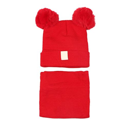 Bonnet En Peluche Epais Et Chaud Pour Enfants, Elastique Et Tendance, Ideal Pour L'hiver, Rouge