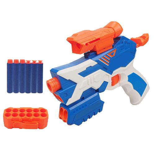 Lanceur de balles souples pour enfants, jouet a ventouse, adhesif mural, jeu de tir a assembler avec telescope, bleu et blanc