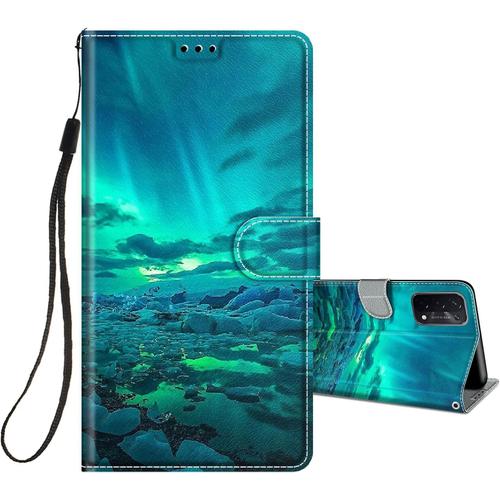 Coque Pour Oppo A54 5g A74 5g Cuir À Rabat Etui Folio Portefeuille Pour Filles Femme Housse Cuir Fentes Pour Cartes Étui Antichoc 360 Degrés Cover Silicone Vert