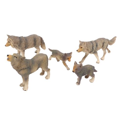 Lot de 5 figurines de loup realistes en plastique, details vifs, animaux sauvages, jouets, modele animal de simulation