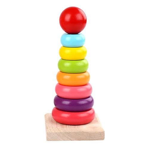 Jeu De Tour A Anneaux Empilables En Bois Arc-En-Ciel, Blocs De Jeu Interactifs Amusants Pour Parents Et Enfants, Jouet Educatif Precoce
