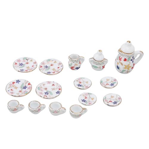 Ensemble de 15 mini tasses a the en ceramique pour maison de poupee, accessoires miniatures pour modele de poupee, type E