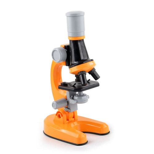 Ensemble de microscope pour enfants, grossissement 100x, 400x, 1200x, angle reglable, source lumineuse LED, loupe scientifique, jouet orange