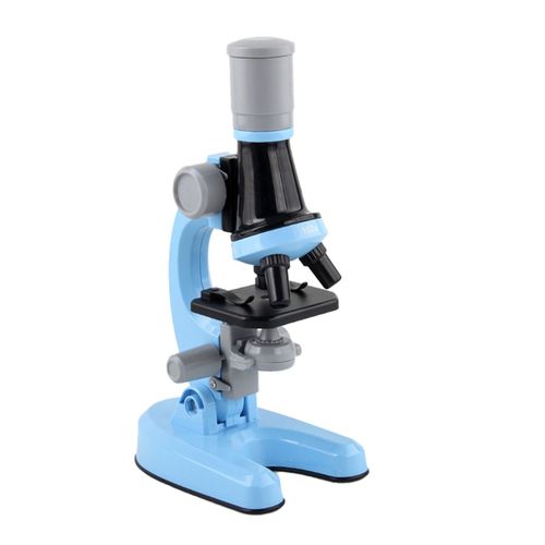 Ensemble de microscope pour enfants, grossissement 100x, 400x, 1200x, angle reglable, source lumineuse LED, loupe scientifique, jouet bleu