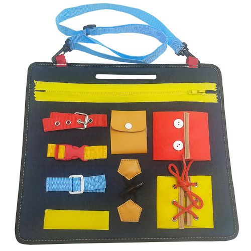 Tableau d'activites en feutre Montessori, jouets educatifs pour les enfants, apprentissage des competences de base avec fermeture eclair, lacets et boucles