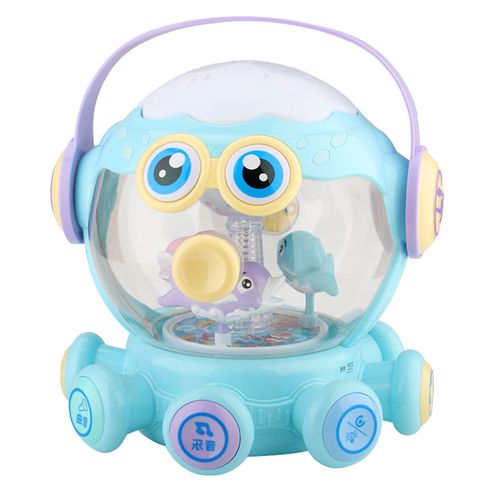 Machine A Histoires Pour Bebe, Jouet Educatif Multifonctionnel, Style Poulpe, Avec Tambour, Musique Et Lumiere, Bleu