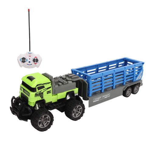 Camion de transport telecommande sans fil, vehicule de chantier avec eclairage, echelle 1:43