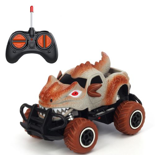 Voiture telecommandee pour tout-petits, mini camion dinosaure, voiture RC, jouets dinosaures, vehicules pour enfants, marron