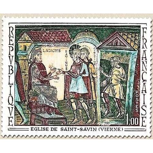 France 1969, Très Beau Timbre Neuf** Luxe Yvert 1588 - Eglise St Savin, Bas Relief Polychrome.