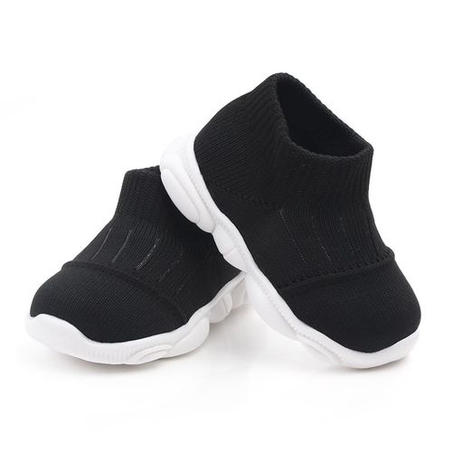 Chaussures Decontractees Tricotees Pour Tout-Petits, En Maille, Caoutchouc, Respirantes, Antiderapantes, Tricotees, Pour Nouveau-Nes, Noires, Taille 46
