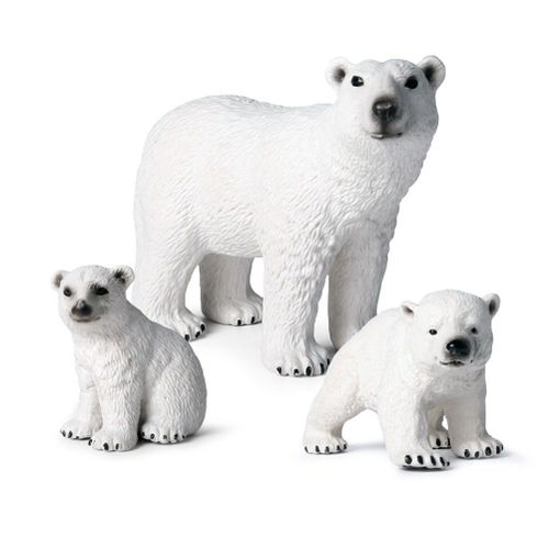 Lot De 3 Figurines Realistes D'ours Polaire En Plastique, Animaux Sauvages, Jouets Educatifs Pour Fetes, Fermes Et Forets, Cadeau D'anniversaire
