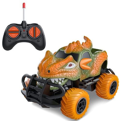 Voiture telecommandee pour tout-petits, mini camion dinosaure, voiture RC, jouets dinosaures, vehicules pour enfants, orange